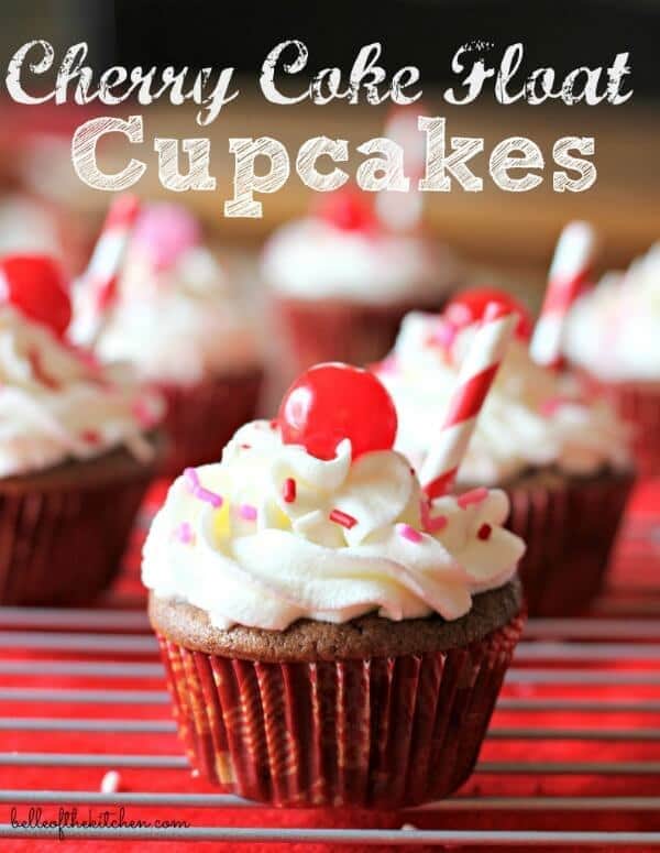 Cherry Coke Float Cupcakes from Belle of the Kitchen