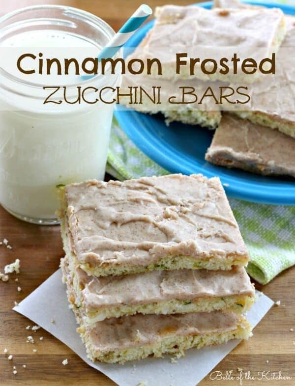 Cinnamon Frosted Zucchini Bars - Belle of the Kitchen