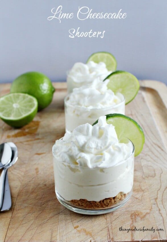 Lime Cheesecake Shooters from The Melrose Family featured in the Summer Spotlight