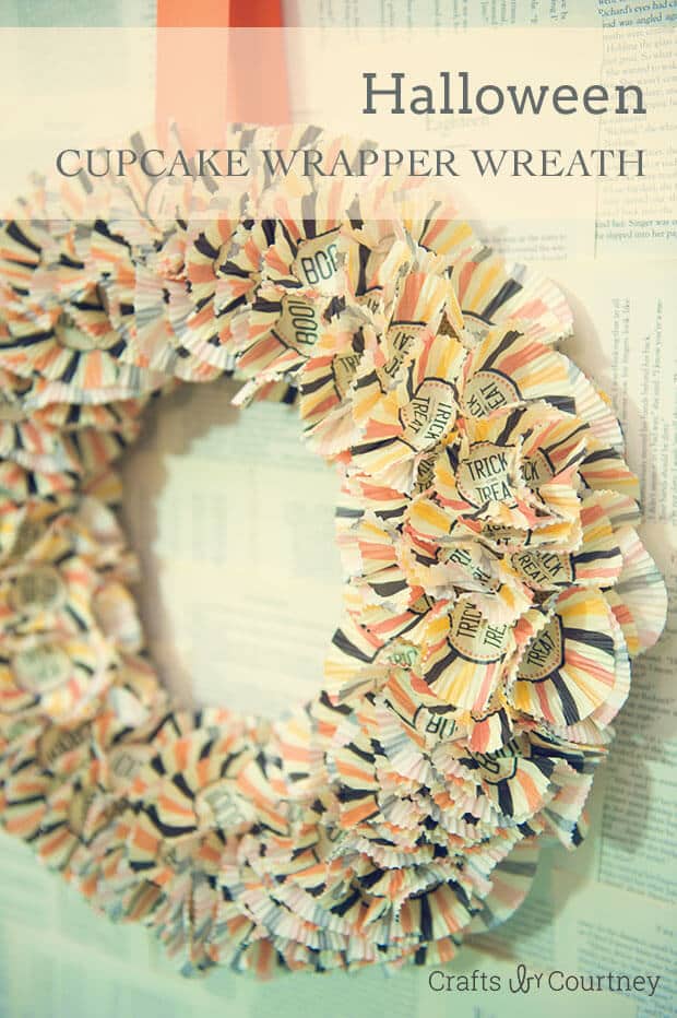 Easy Halloween Cupcake Wrapper Wreath from Crafts By Courtney in the Summer Spotlight