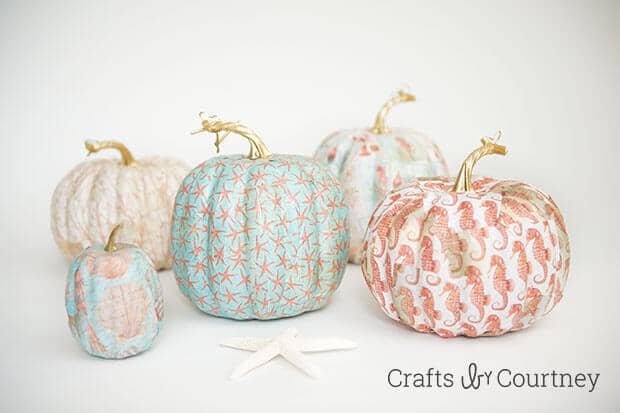 Mod Podge Fall Coastal Theme Pumpkins from Crafts By Courtney in the Summer Spotlight