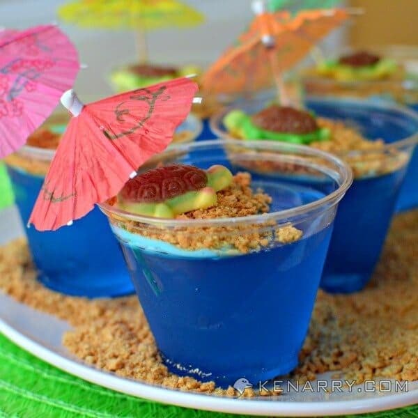 Blue Raspberry Jello Cups for Kids: Tropical Turtle Beach