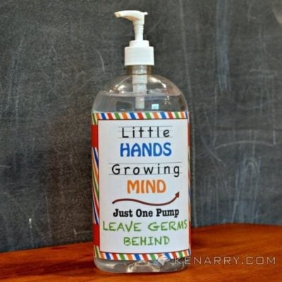 Free Printable Hand Sanitizer Label for Back To School Classrooms
