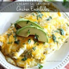 These Salsa Verde Chicken Enchiladas are made with a creamy and delicious filling, and smothered with cheese. They will kick any Mexican food craving!