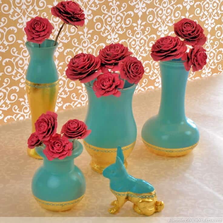 Tiffany Blue Gilded Vases: How To Apply Gold Leaf
