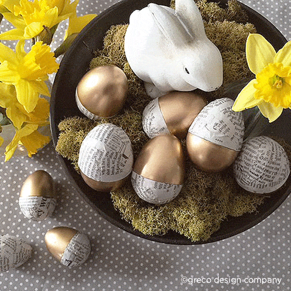 DIY Gold Dipped and Newspaper Decorated Eggs