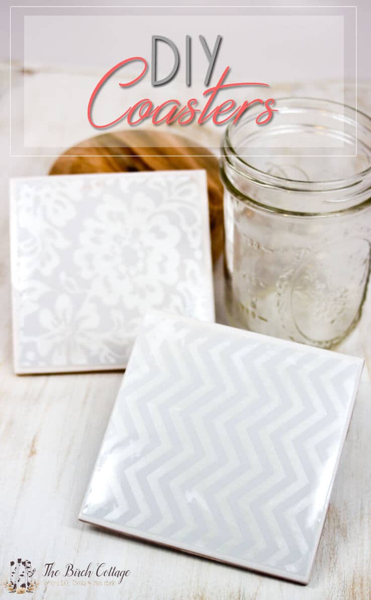 These coasters are made from ceramic tile, mod podge, felt and a waterproof sealant. The perfect DIY decor accessory or handmade gift!