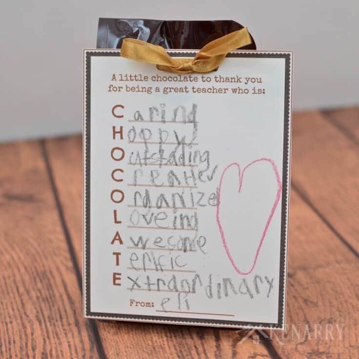Teacher Appreciation Gift: Free Printable Tag for Chocolate