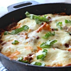 This skillet lasagna is sure to become a new family favorite! It's everything you love about lasagna, but made simple and easy for a quick weeknight dinner!