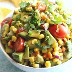 This corn and avocado salsa is full of fresh and colorful flavors. It's perfect served with chips, or try it as a yummy topping for grilled chicken or fish!