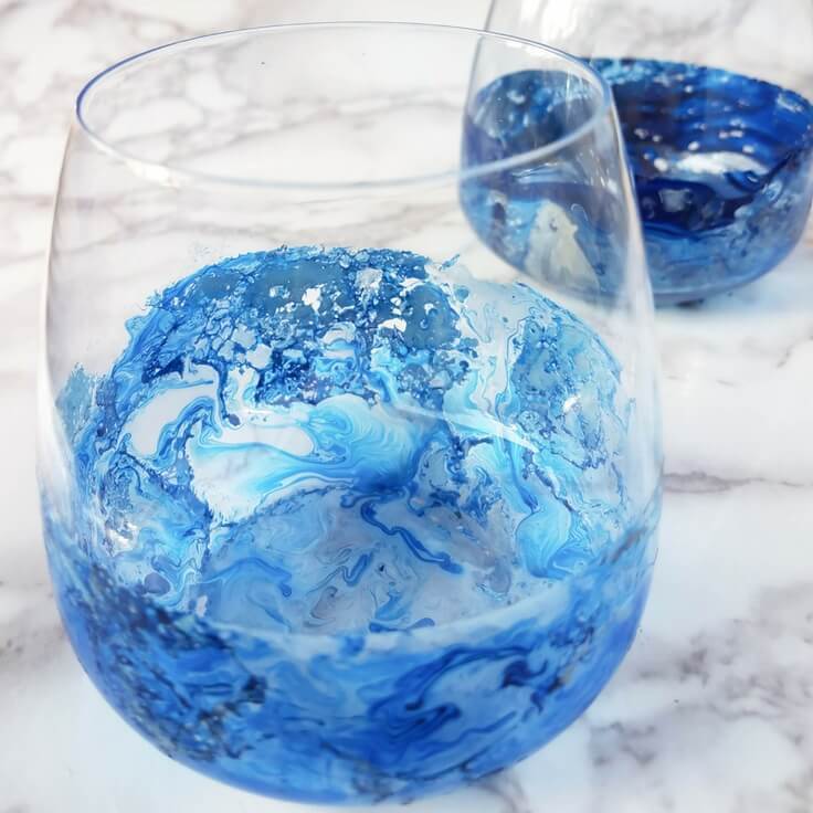 DIY Marbleized Wine Glasses