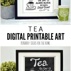 This digital printable tea wall art would look so cute hung as kitchen prints, near a dining room or above a coffee bar to showcase your favorite hot beverage.