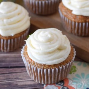With a hint of cinnamon and a slightly sweet cream cheese frosting, these carrot cake cupcakes are a delicious dessert to serve for Easter or even at a spring brunch.