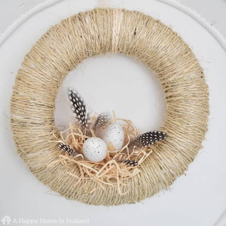 DIY Spring Wreath Idea - Learn how to make this simple and stylish bird's nest wreath in a few easy steps