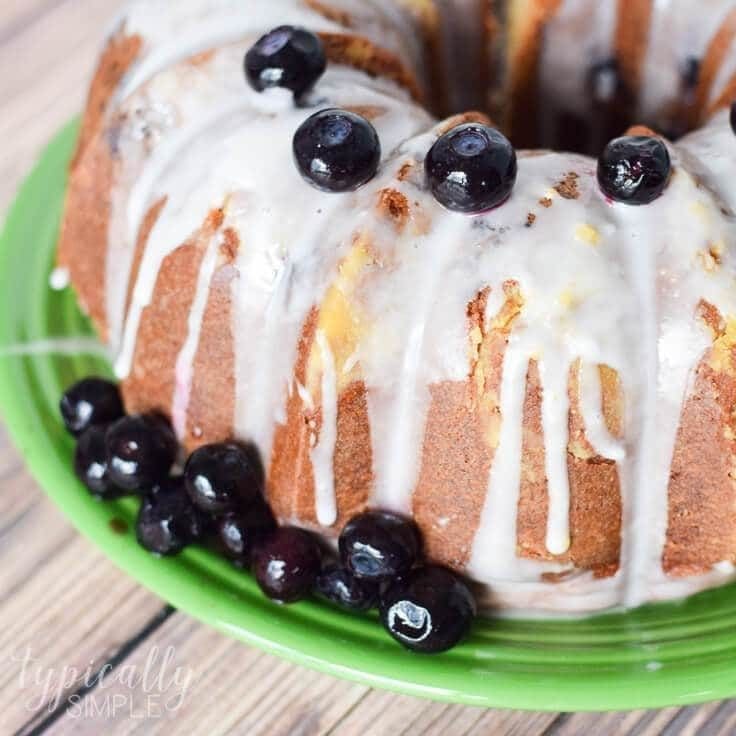This lemon blueberry pound cake recipe is packed full of yummy blueberries! And it has just a hint of lemon which makes it a refreshing dessert for summer!