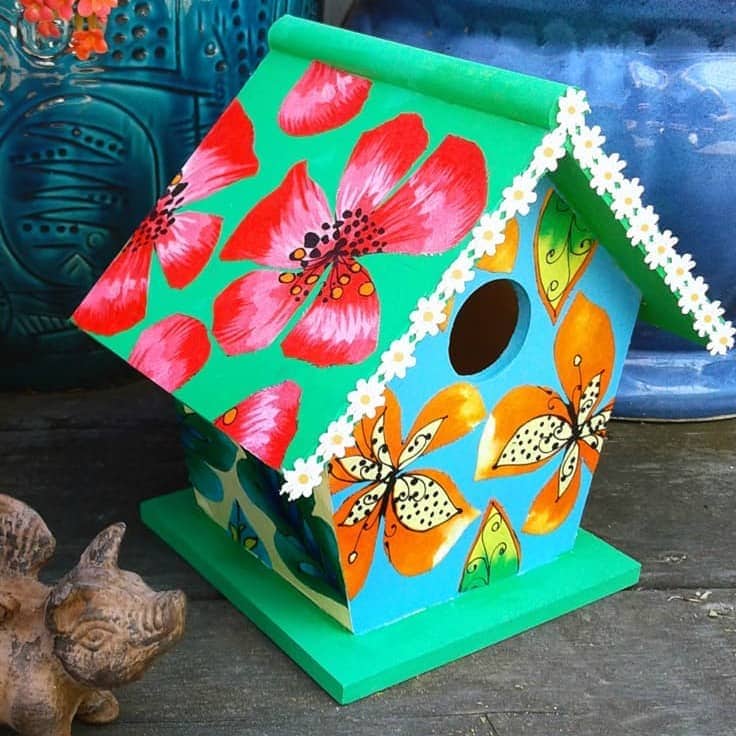 Floral Birdhouse: How To Decoupage With Fabric