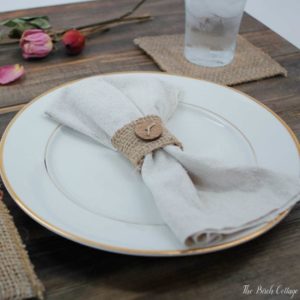 Make these easy to sew burlap napkin rings out of burlap ribbon. Follow this easy tutorial from The Birch Cottage to add a little bit of rustic charm to your tablescape!
