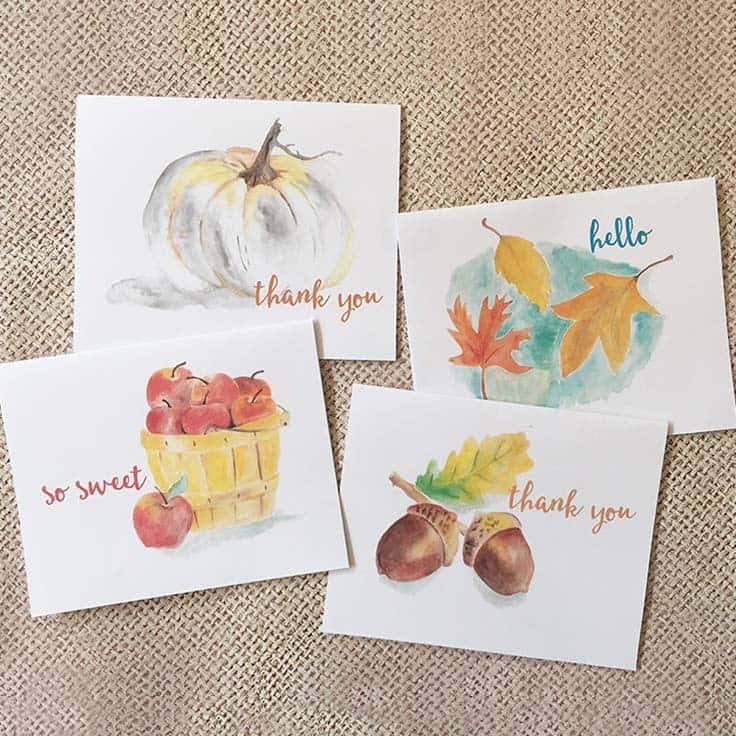 Free Watercolor Note Cards For Fall
