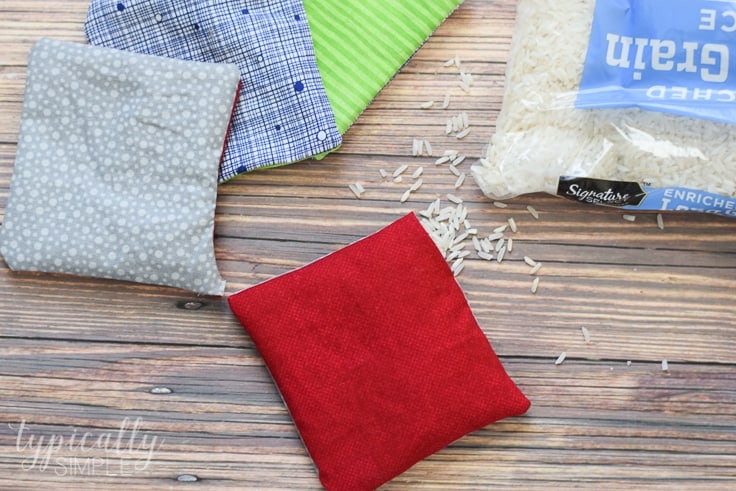 These DIY rice hand warmers are a great way to use up some fabric scraps! Plus it's the perfect beginner's sewing project for kids or adults!