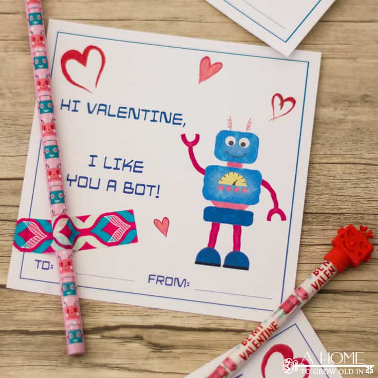 Robot Valentine Cards: Free Printable Cards for Kids