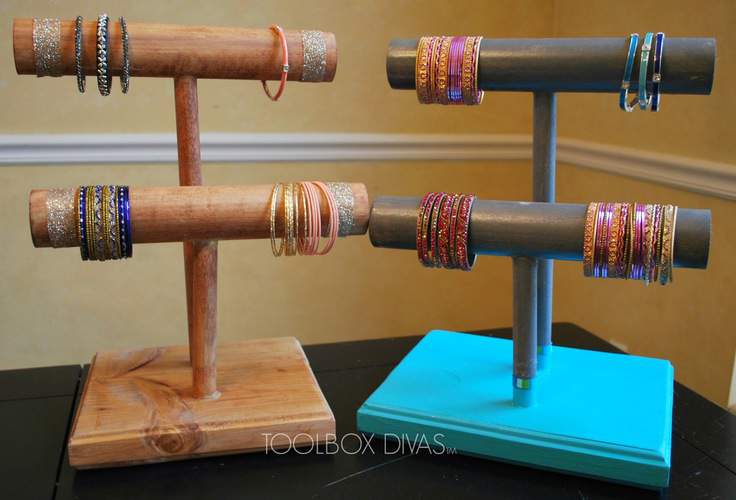 DIY Wooden Bracelet Holders – Toolbox Divas - 16 Brilliant Ideas for DIY Jewelry Organizers on Kenarry.com