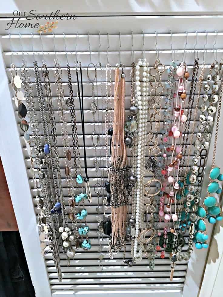 Shutter Jewelry Organizer – Our Southern Home - 16 Brilliant Ideas for DIY Jewelry Organizers on Kenarry.com