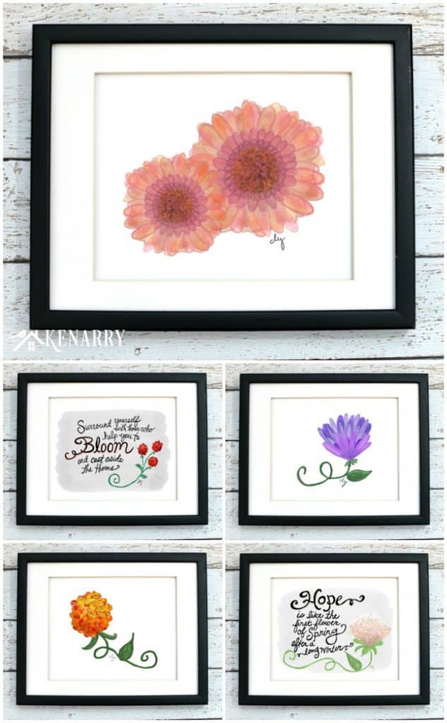 Flower Art: 25 Floral Printables for Spring Wall Art | Kenarry