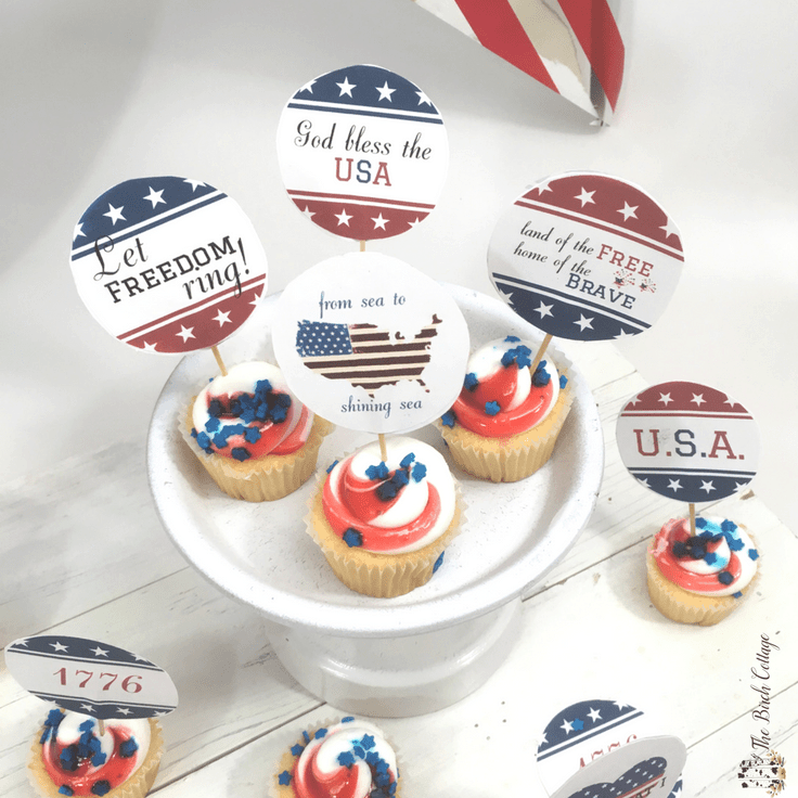 Patriotic Cupcake Toppers by The Birch Cottage