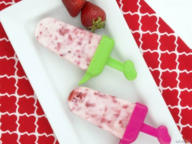 Strawberry Vanilla yogurt popsicles 