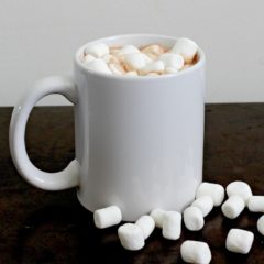 Single serve cup of hot chocolate with marshmallows