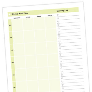 Weekly meal planner template printable
