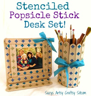 Create a stenciled popsicle stick desk set!