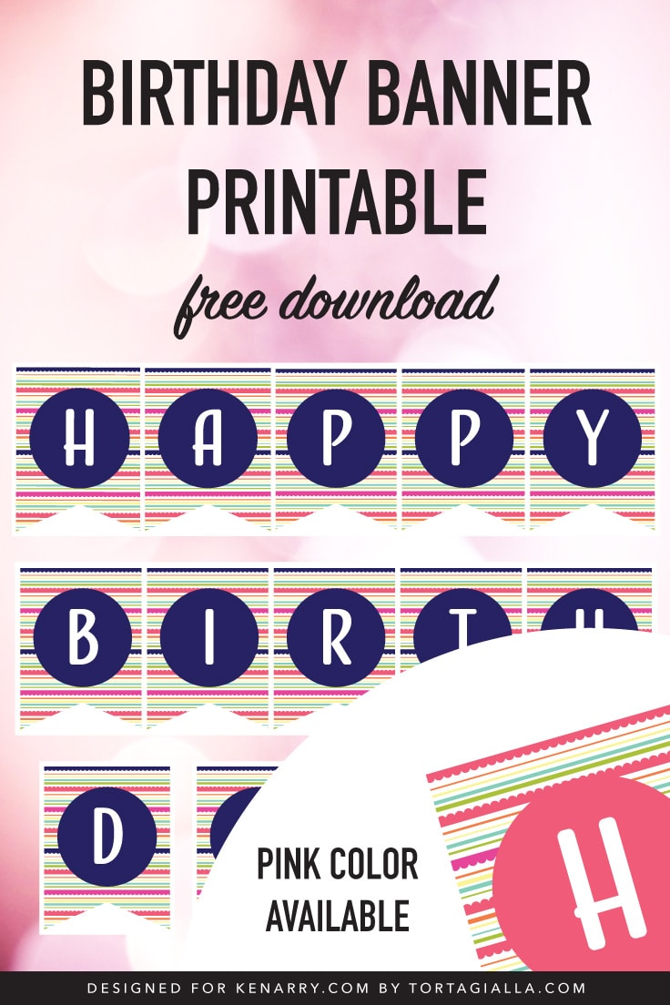 Birthday Banner Printable free download preview of navy colorful 