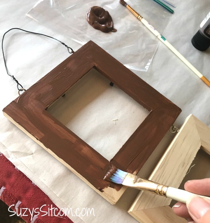 Painting wood picture frames brown