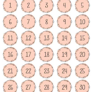 preview of printable numbers in pretty wreath design.