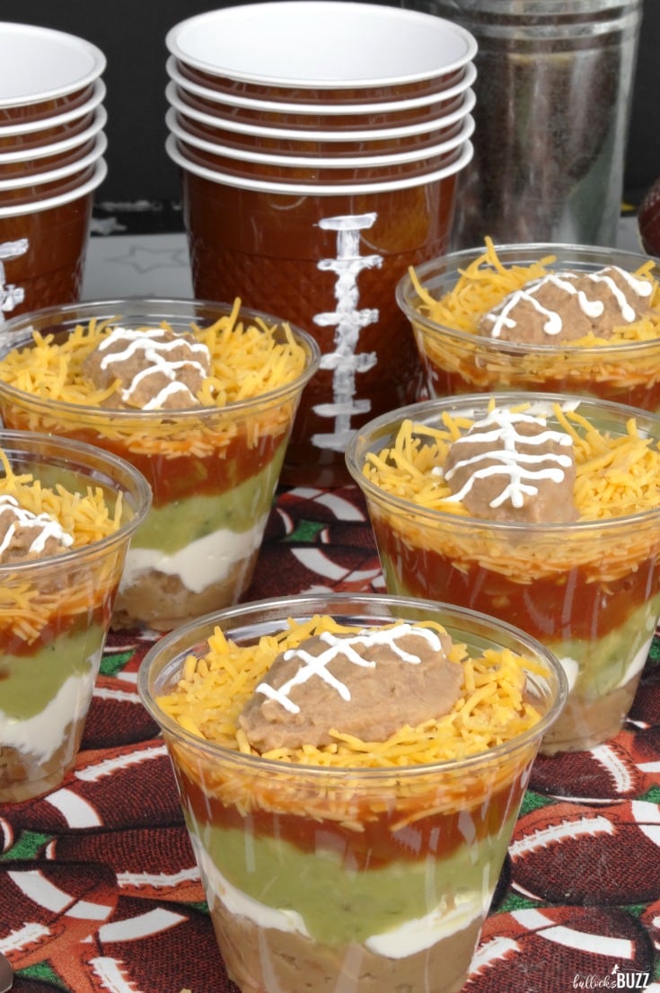 Individual Five Layer Football Party Dip Cups + Football Straw Toppers Printable