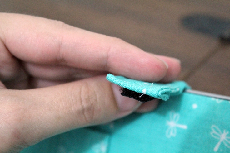Adding the other side of the velcro to the fabric body