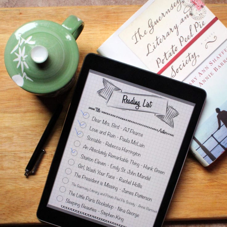 Printable Reading list for Bullet Journal or iPad