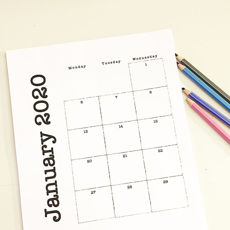 2020 Monthly Calendar Printable For Kids