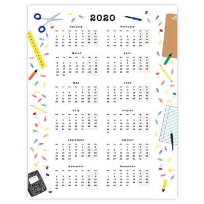 2020 Monthly Calendar Printable For Kids - Ideas for the Home