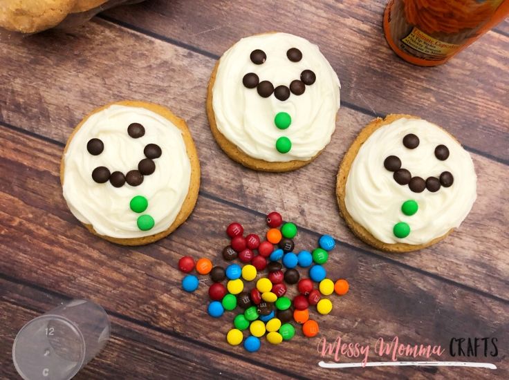 Sugar cookies decorated to look like snowmen