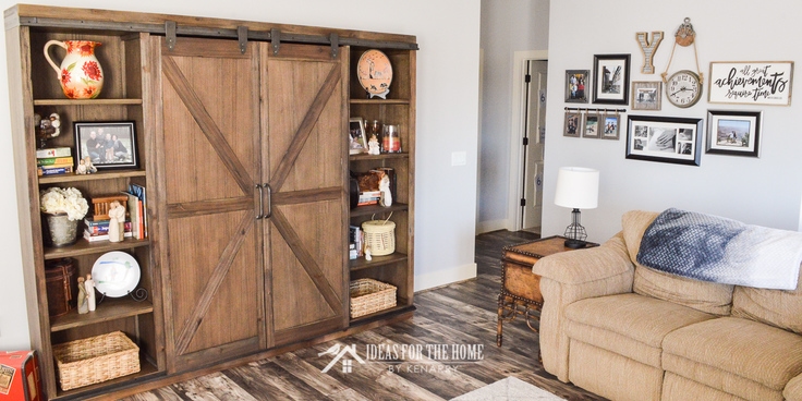 Farmhouse style bookcase in a living room