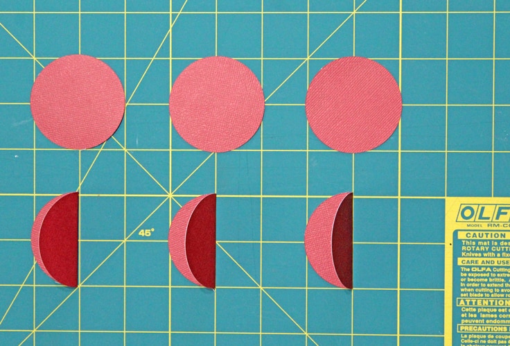 three flat circles beside 3 folded circles