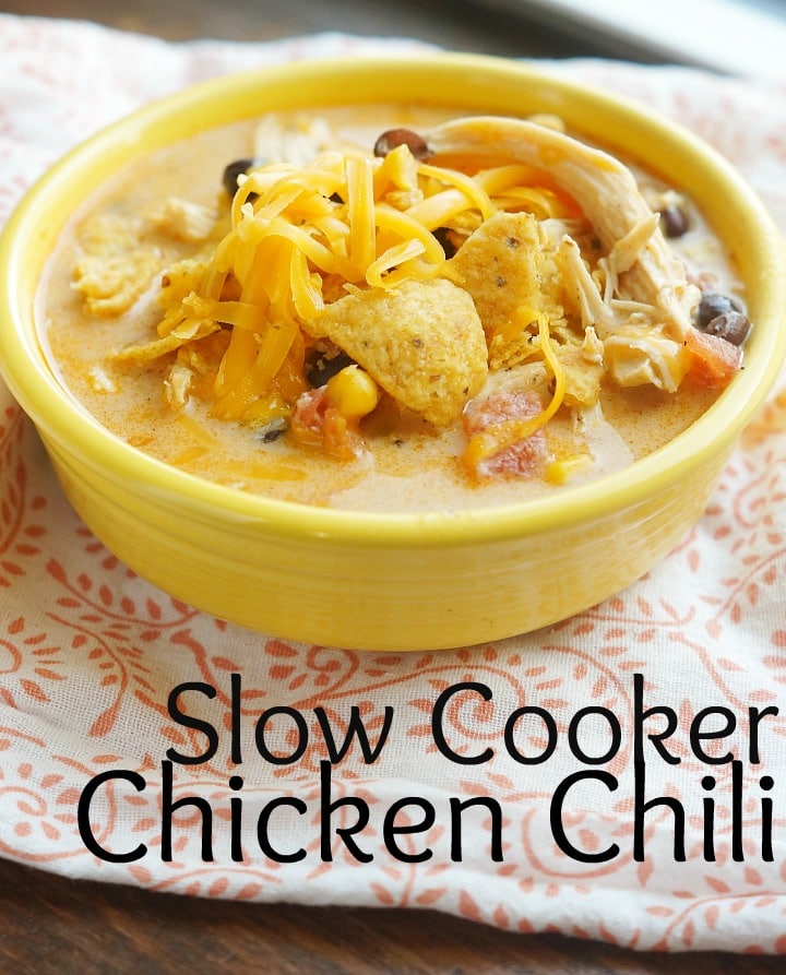 The easiest Chicken Chili recipe made in the slow cooker