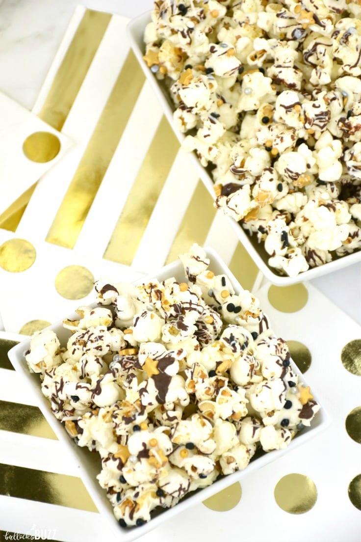 This New Year's Eve Party Popcorn is sweet, salty, crunchy, and absolutely delicious! Quick and easy, it's the perfect party food to ring in the new year!
