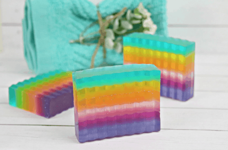 Homemade rainbow soaps