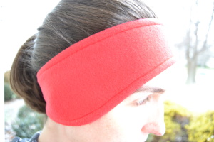 fleece earwarmer headband on a head