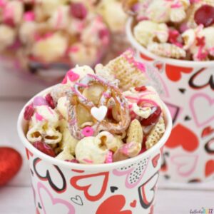 Valentine's Day Snack Mix in cute cups