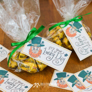 Leprechaun printable gift tags used for St. Patrick's Day treats and party favors
