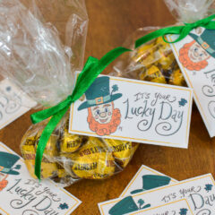 Leprechaun printable gift tags used for St. Patrick's Day treats and party favors